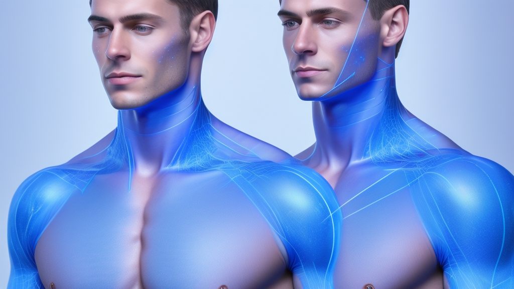 Férfi sziluett pulzuspontokkal jelölve parfüm alkalmazáshoz kék pontokkal férfi ápolási útmutatóhoz